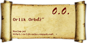 Orlik Orbó névjegykártya